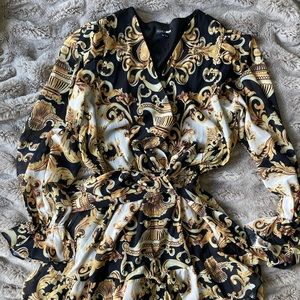 Black and Gold Printed Romper
